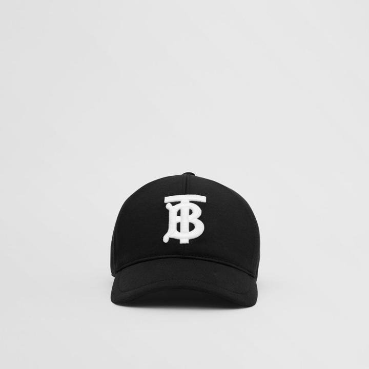 Burberry Burberry Monogram Motif Cotton Jersey Baseball Cap, Black