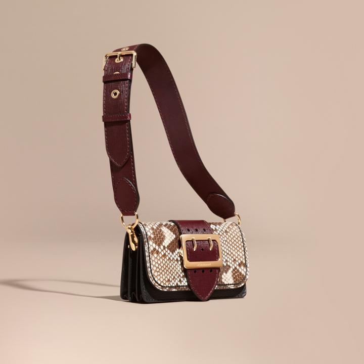 Burberry Burberry The Small Buckle Bag In Python And Leather, Brown