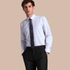 Burberry Burberry Modern Fit Check Cotton Poplin Shirt, Size: 16, Blue