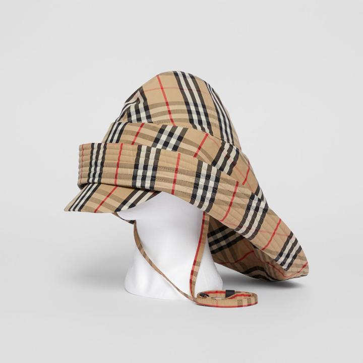 Burberry Burberry Vintage Check Rain Hat, Size: M/l, Beige