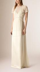Burberry Prorsum Floor-length Silk And Italian Lace Dress