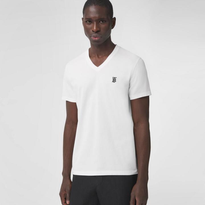Burberry Burberry Monogram Motif Cotton V-neck T-shirt, Size: Xs, White