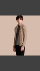 Burberry Zip Front Wool Cashmere Cardigan