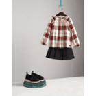 Burberry Burberry Ruffle Collar Check Cotton Flannel Top, Size: 6y, Red