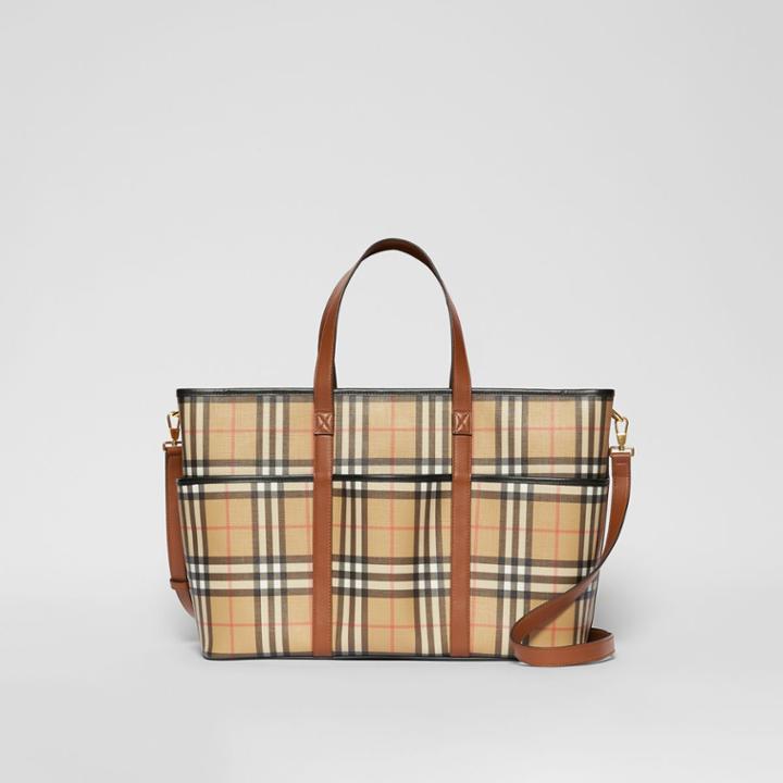 Burberry Burberry Childrens Vintage Check E-canvas Baby Changing Bag, Beige