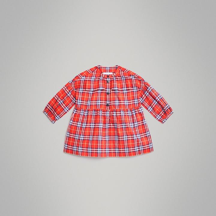 Burberry Burberry Check Cotton Flannel Dress, Size: 14y, Orange