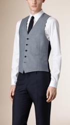 Burberry Modern Fit Wool And Satin Panel Waistcoat