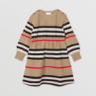 Burberry Burberry Childrens Long-sleeve Icon Stripe Wool Cashmere Dress, Size: 6y