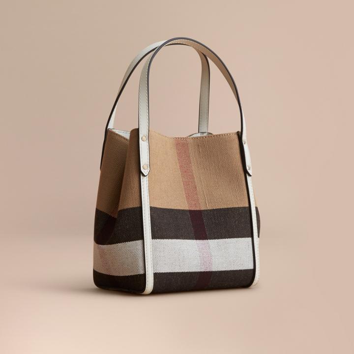 Burberry Burberry Canvas Check Tote Bag, White