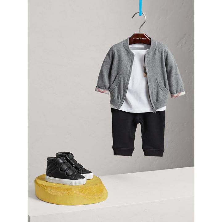 Burberry Burberry Check Detail Cotton Cardigan, Size: 3y, Grey