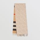 Burberry Burberry Reversible Check And Monogram Cashmere Scarf, White