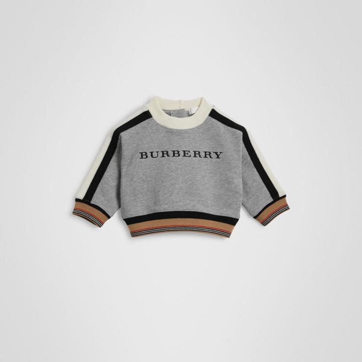 Burberry Burberry Childrens Embroidered Logo Cotton Sweatshirt, Size: 12m, Grey