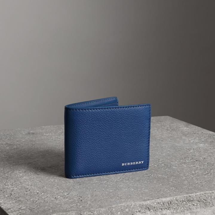 Burberry Burberry Grainy Leather Bifold Wallet, Purple