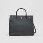 Burberry Burberry Medium Leather Two-handle Title Bag, Black