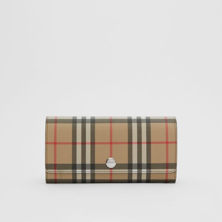 Burberry Burberry Vintage Check E-canvas Continental Wallet, Brown