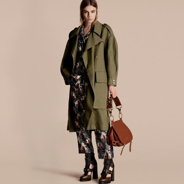Burberry Longline Ramie Cotton Wrap Coat