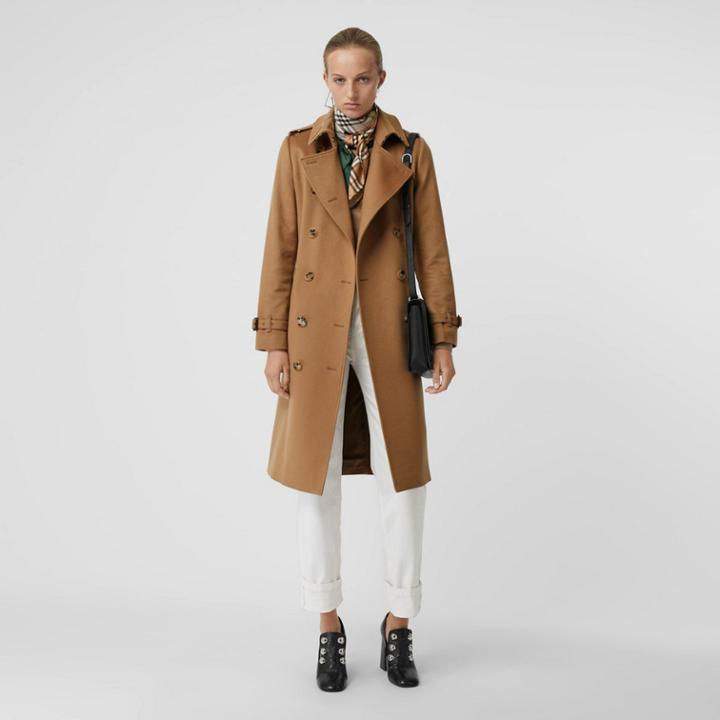 Burberry Burberry Cashmere Trench Coat, Size: 04, Beige