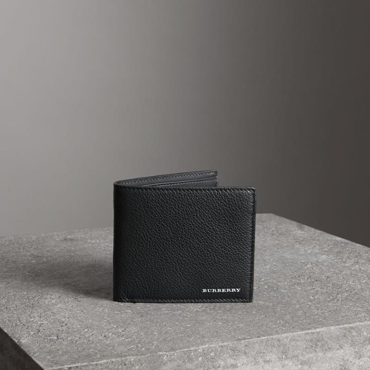 Burberry Burberry Grainy Leather International Bifold Wallet, Black