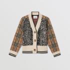 Burberry Burberry Childrens Check And Leopard Merino Wool Jacquard Cardigan, Size: 8y, Orange