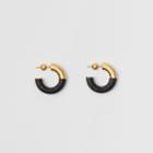 Burberry Burberry Leather-wrapped Gold-plated Hoop Earrings, Black