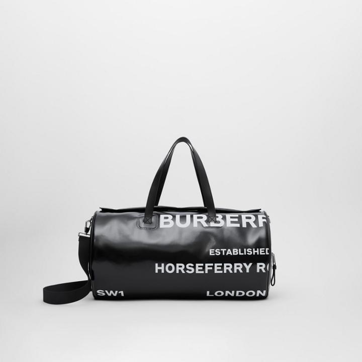 Burberry Burberry Large Horseferry Print Coated Canvas Barrel Bag, Black