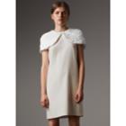Burberry Burberry Silk Shift Dress With Detachable Paillette Cape, Size: 08, White