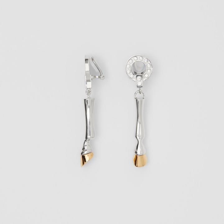 Burberry Burberry Palladium And Gold-plated Hoof Drop Earrings, Grey