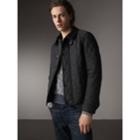 Burberry Burberry Leather Piping Corduroy Collar Quilted Jacket, Size: 36, Black