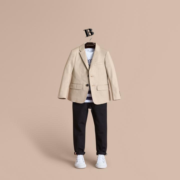Burberry Burberry Tailored Stretch Cotton Blazer, Size: 14y, Beige