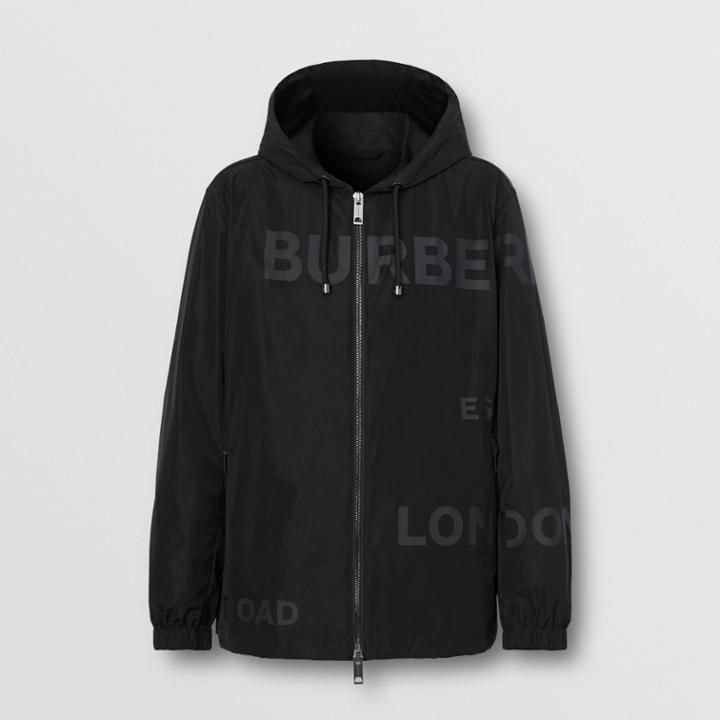 Burberry Burberry Horseferry Print Shape-memory Taffeta Hooded Jacket, Black