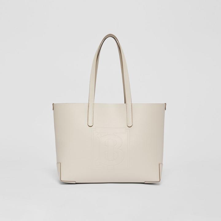 Burberry Burberry Embossed Monogram Motif Leather Tote, Grey