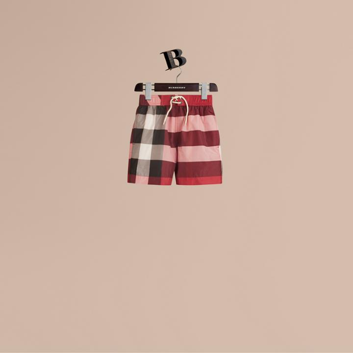 Burberry Burberry Check Swim Shorts, Size: 6y, Red