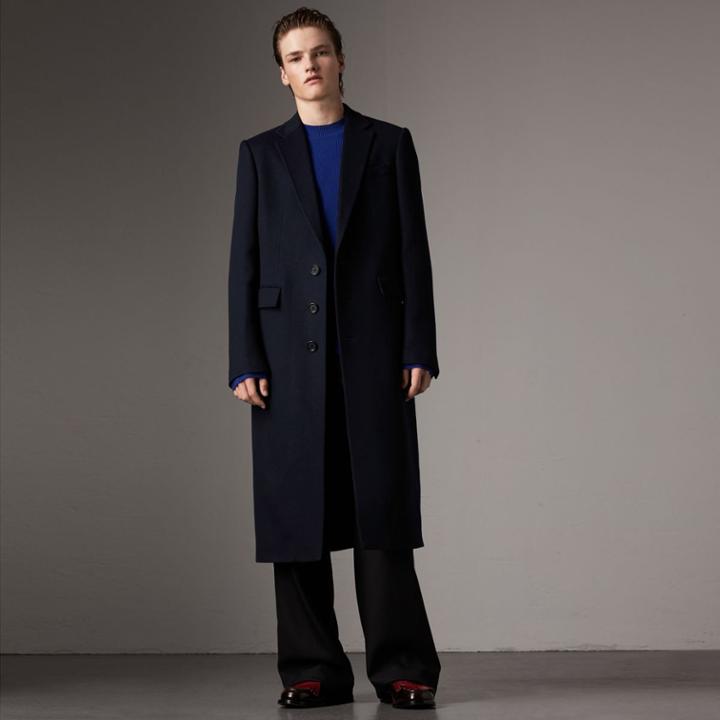 Burberry Burberry Tartan-lined Cashmere Twill Topcoat, Size: 36