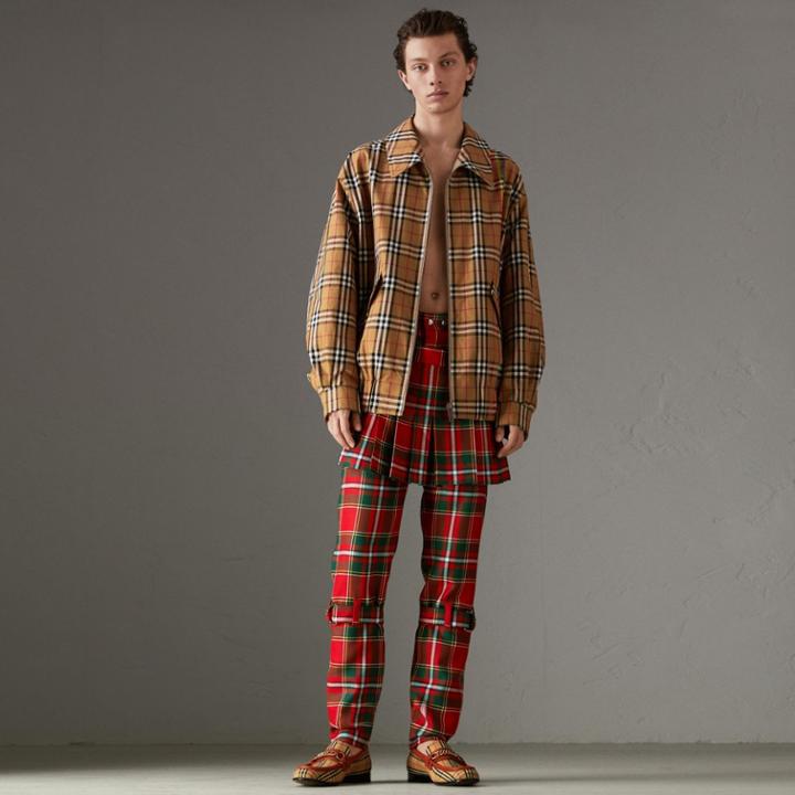 Burberry Burberry Modern Stewart Royal Tartan Punk Trousers, Size: 36, Red