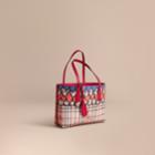Burberry Burberry The Small Reversible Tote In Trompe L'oeil Print, Red