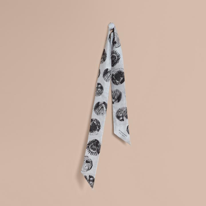 Burberry Burberry Pallas Heads Print Silk Slim Scarf, Grey