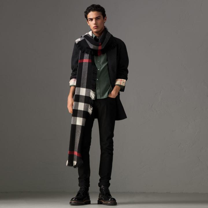 Burberry Burberry Check Detail Stretch Cotton Poplin Shirt, Green