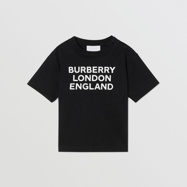 Burberry Burberry Childrens Logo Print Cotton T-shirt, Size: 18m, Black