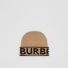 Burberry Burberry Logo Intarsia Cashmere Beanie, Beige