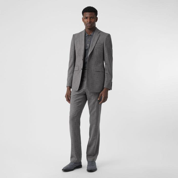 Burberry Burberry Classic Fit Fil Coup Wool Cotton Tailored Trousers, Size: 38, Grey