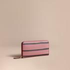 Burberry Burberry Trompe L'oeil Print Leather Ziparound Wallet, Pink