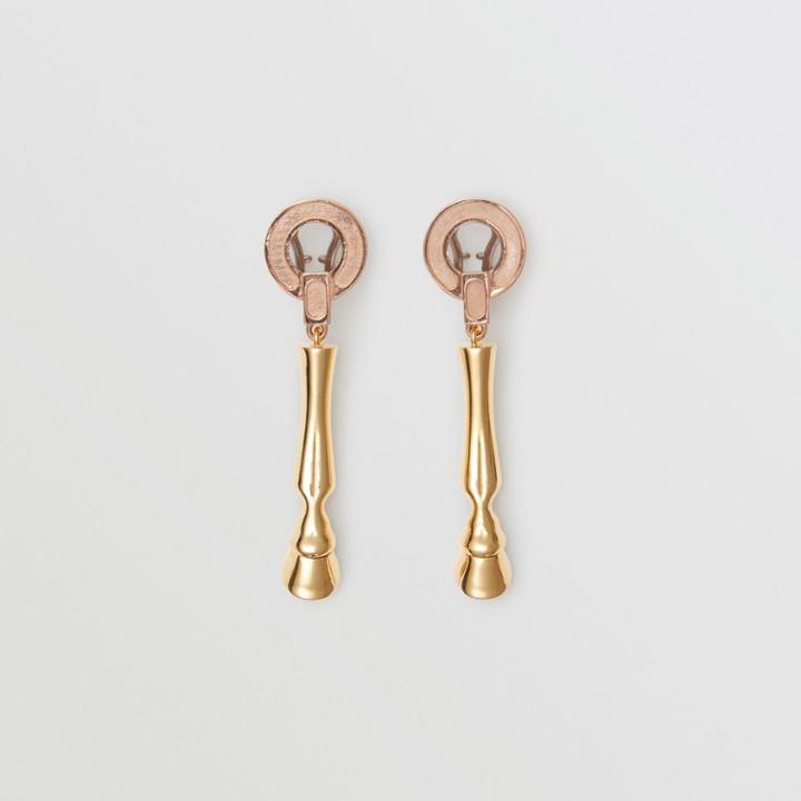 Burberry Burberry Gold And Rose Gold-plated Hoof Drop Earrings, Yellow
