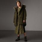 Burberry Burberry Raccoon Fur And Shearling Trim Parka With Warmer, Size: Xxl, Green