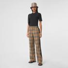 Burberry Burberry Side Stripe Vintage Check Stretch Cotton Trousers, Size: 02, Beige