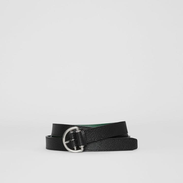 Burberry Burberry Grainy Leather D-ring Belt, Size: 70, Green