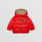 Burberry Burberry Childrens Reversible Vintage Check Down-filled Puffer Jacket, Size: 2y, Red