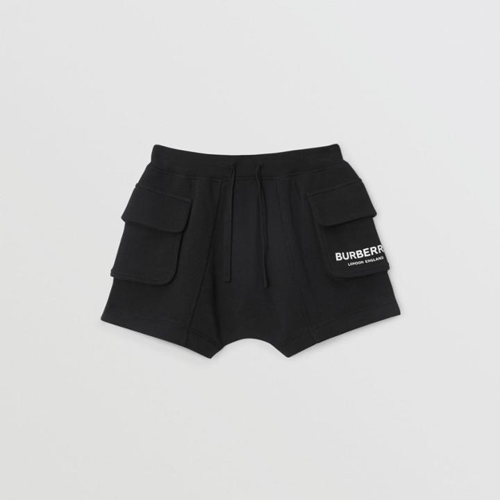 Burberry Burberry Childrens Logo Print Cotton Drawcord Shorts, Size: 8y, Black