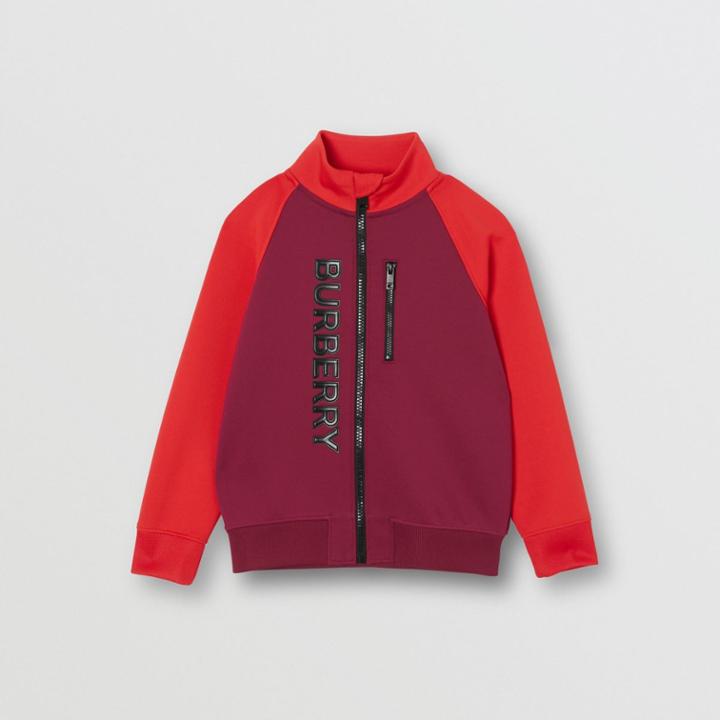 Burberry Burberry Childrens Logo Print Two-tone Stretch Jersey Track Top, Size: 14y, Red
