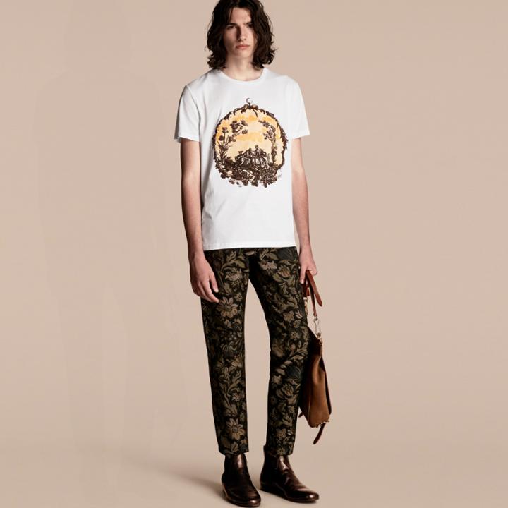 Burberry Burberry Wallpaper Print Cotton T-shirt, Size: M, White