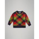 Burberry Burberry Check Intarsia Wool Blend Sweater, Size: 14y, Red